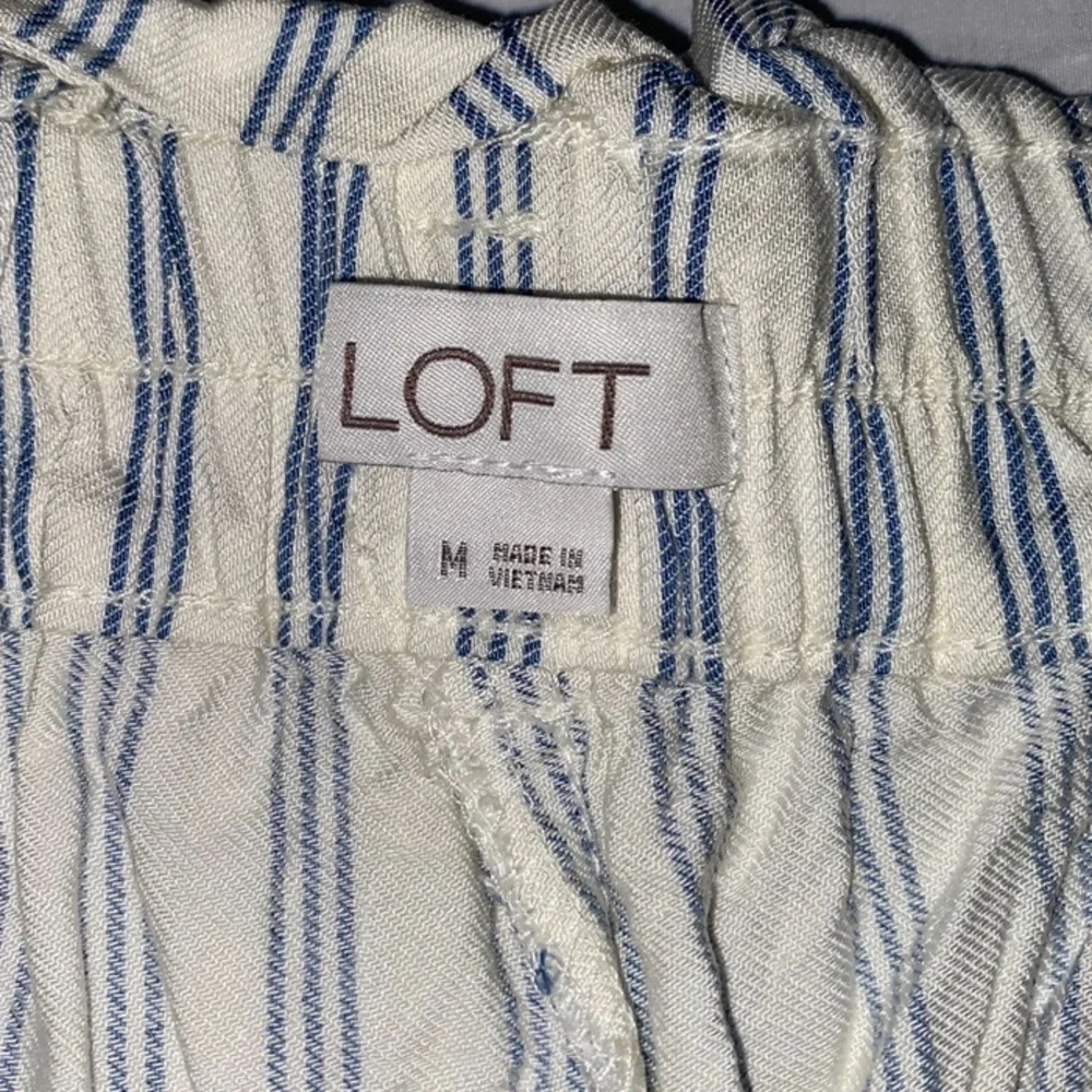 LOFT Striped High Waisted Blue & White Tie Waist Shorts